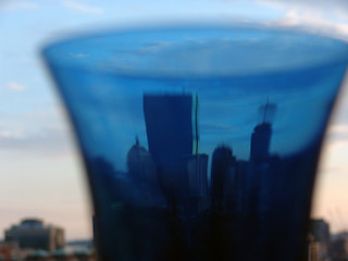 Image showing The world in a blue glass