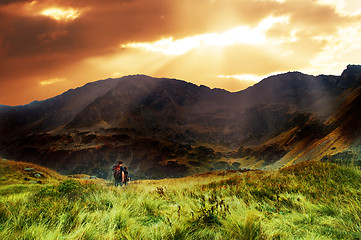 Image showing Mountains sunset landscape