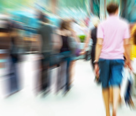 Image showing People rush on crowded street