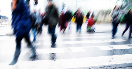 Image showing Pedestrian crossing rush.