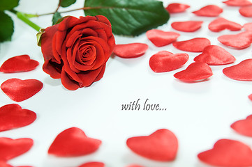 Image showing Red rose and little hearts