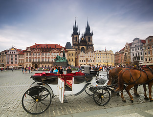 Image showing Prague old city square, Tyn Church