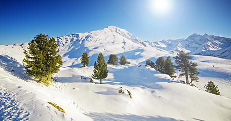 Image showing Sunny winter mountain lanscape