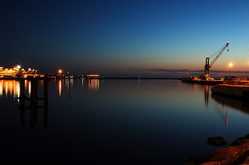 Image showing Hirtshals harbour at night