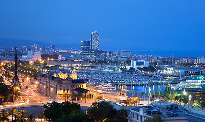 Image showing Barcelona, Spain skyline at night