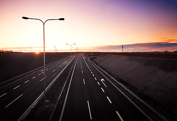 Image showing Highway at sunset