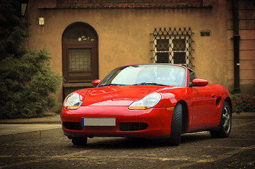 Image showing Sport car in the old town scenery