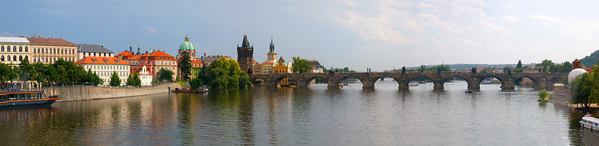 Image showing Prague panorama, Charles Bridge.