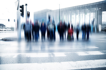 Image showing Pedestrian crossing rush.