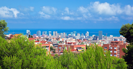 Image showing Downtown panorama of Barcelona, Spain