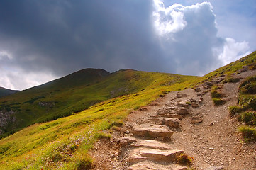 Image showing Mountains hiking trail