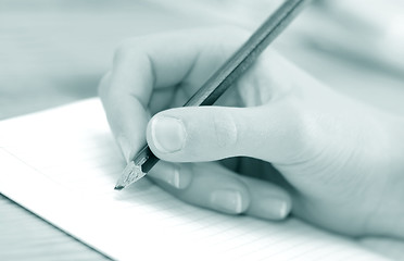 Image showing Child hand writing