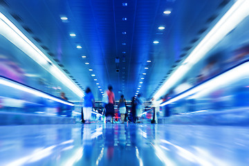 Image showing People rush in subway.