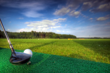 Image showing Playing golf. Club and ball on tee