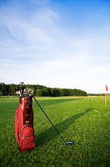 Image showing Golf gear on the golf field