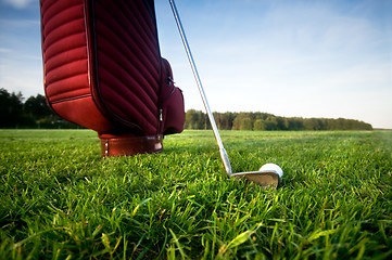 Image showing Golf gear on the golf field