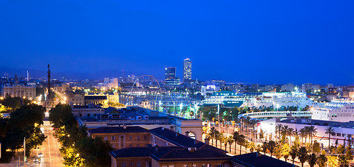 Image showing Barcelona, Spain skyline at night