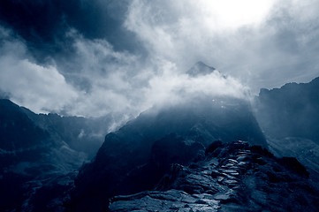 Image showing Stormy mountains landscape