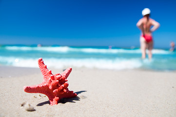 Image showing Starfish on tropical beach