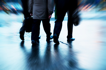 Image showing Busy business people walking