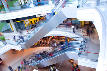 Image showing People in rush in shopping mall, centre