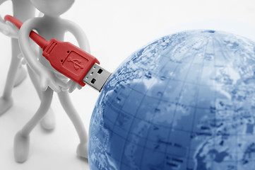 Image showing USB plugs into earth. Conceptual