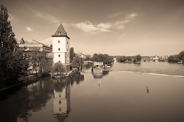 Image showing Prague. Vltava river - view from Jirasek bridge