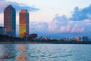 Image showing Barcelona skyline from sea