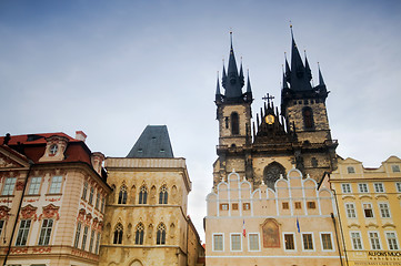 Image showing Prague old city square, Tyn Church