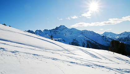 Image showing Snowy winter mountains