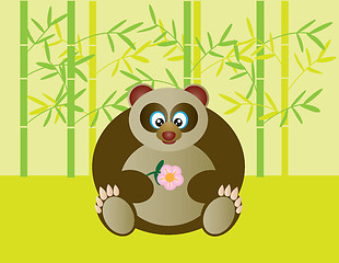 Image showing Cute Panda Holding Flower Illustration