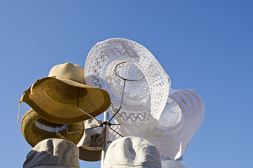 Image showing Summer hats titfer natural material protection sun 