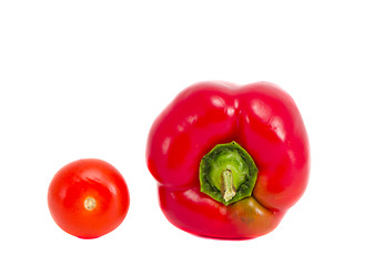 Image showing red pepper and tomato isolated on white background 