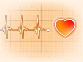 Image showing Heart cardiogram with shadow on orange. EPS 8