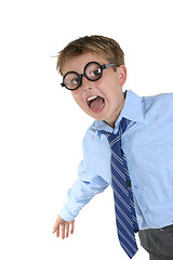 Image showing Crazy Boy wearing wacky glasses having fun