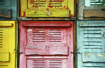 Image showing Colourful bee houses