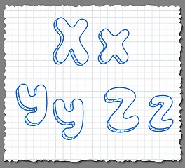 Image showing Vector sketch 3d alphabet letters - XYZ