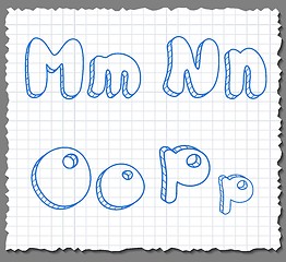 Image showing Vector sketch 3d alphabet letters - MNOP