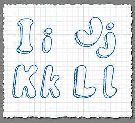 Image showing Vector sketch 3d alphabet letters - IJKL