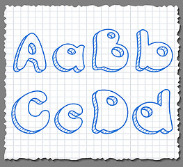 Image showing Vector sketch 3d alphabet letters - ABCD