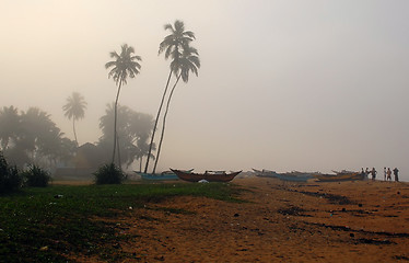 Image showing Fishing Village in Sri Lanka on a Foggy Morning