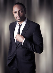 Image showing African American Young Male Fashion Model Posing