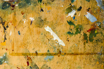 Image showing Background of plywood board. Painter palette 