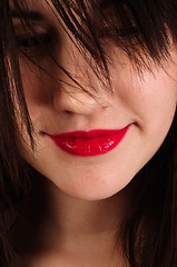 Image showing Closeup photo of a woman with red lips