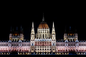 Image showing Photo of the hungarian parlament at night