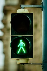 Image showing Green pedestrian lamp