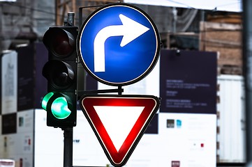 Image showing Glowing traffic signs