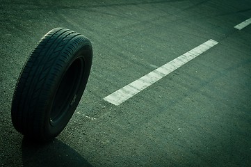 Image showing Car tire on the road