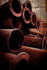 Image showing Stack of Rusty pipes 