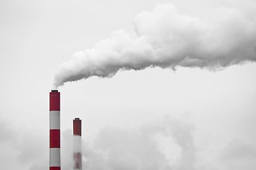 Image showing Big chimney with smoke